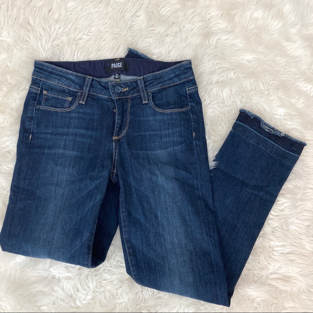 Paige Jeans Miki Straight Leg Five Pocket Unfinished Raw Hem Jeans Women 25